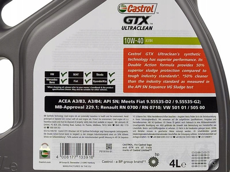 CASTROL GTX ULTRACLEAN 10W40 A/B 4L