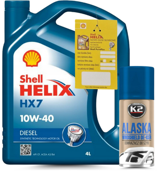 ZESTAW OLEJ SHELL HELIX DIESEL HX7 10W40 + ODMRAŻACZ K2 ALASKA 150ML