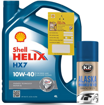 ZESTAW OLEJ SHELL HELIX HX7 10W40 + ODMRAŻACZ K2 ALASKA 150ML