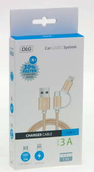 Kabel 2w1 USB - Lightning / USB-C 3A 1m DLG CarLOGIC