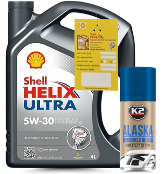 ZESTAW OLEJ SHELL HELIX ULTRA 5W30 4L + ODMRAŻACZ K2 ALASKA 150ML
