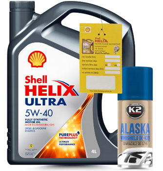 ZESTAW Olej Shell Helix Ultra 5W40 4L + K2 ALASKA 150ML